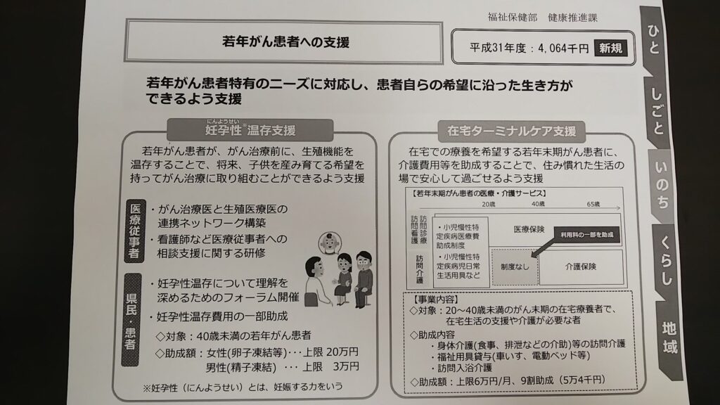 若年がん患者への支援のチラシ