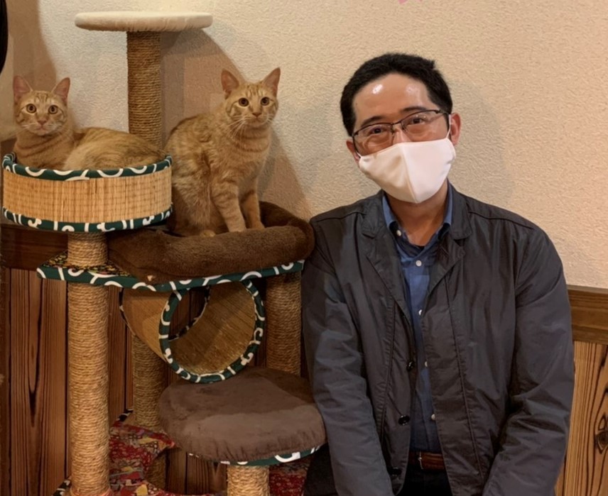 先生と2匹の猫